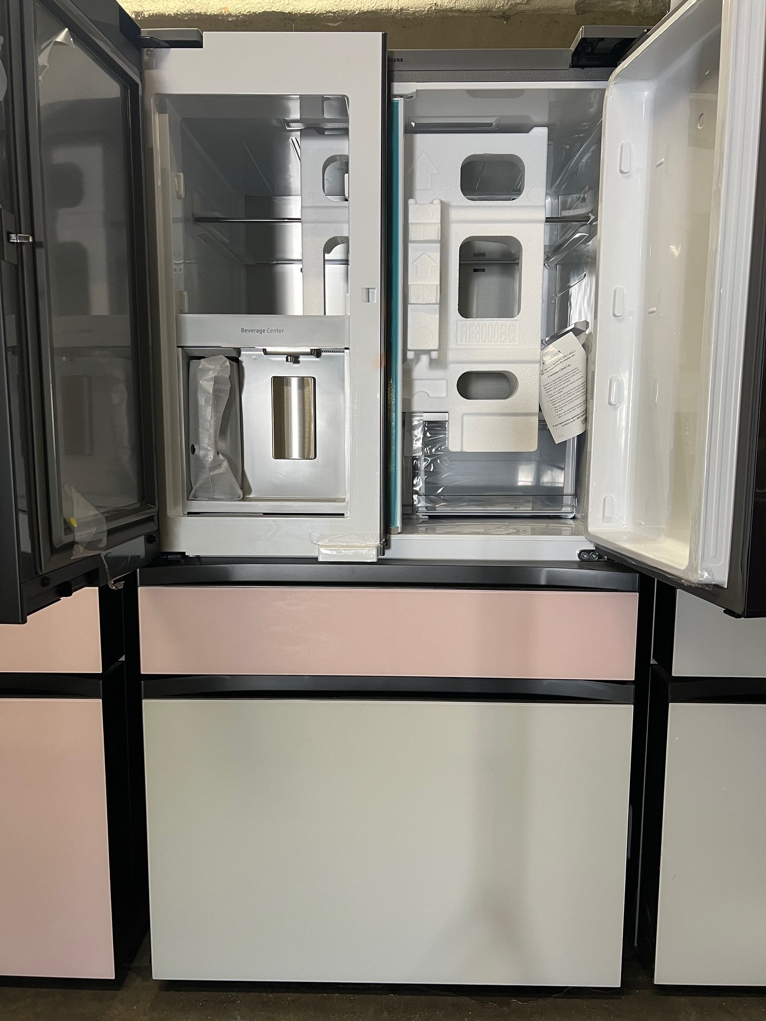 Samsung BESPOKE 29 cu. ft. 4-Door French Door with Tablet Black, Pink & White